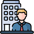 Online learning support representative on a laptop with education icons for distance education admissions
